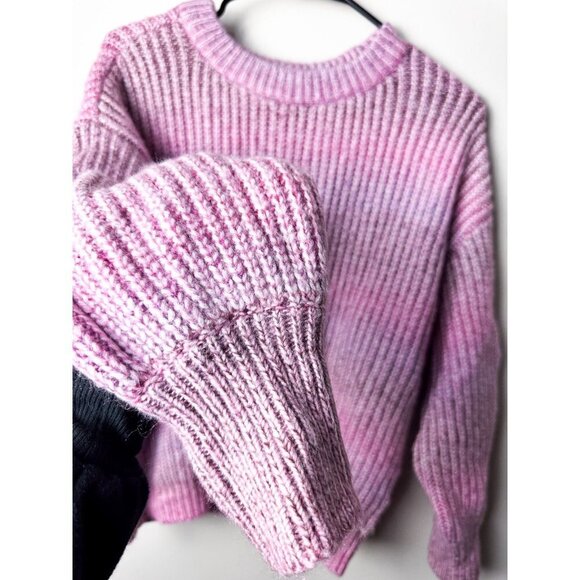 Universal Thread Chunky Pink Ombre Oversized Crewneck Sweater XS Womens Pullover - Picture 3 of 10